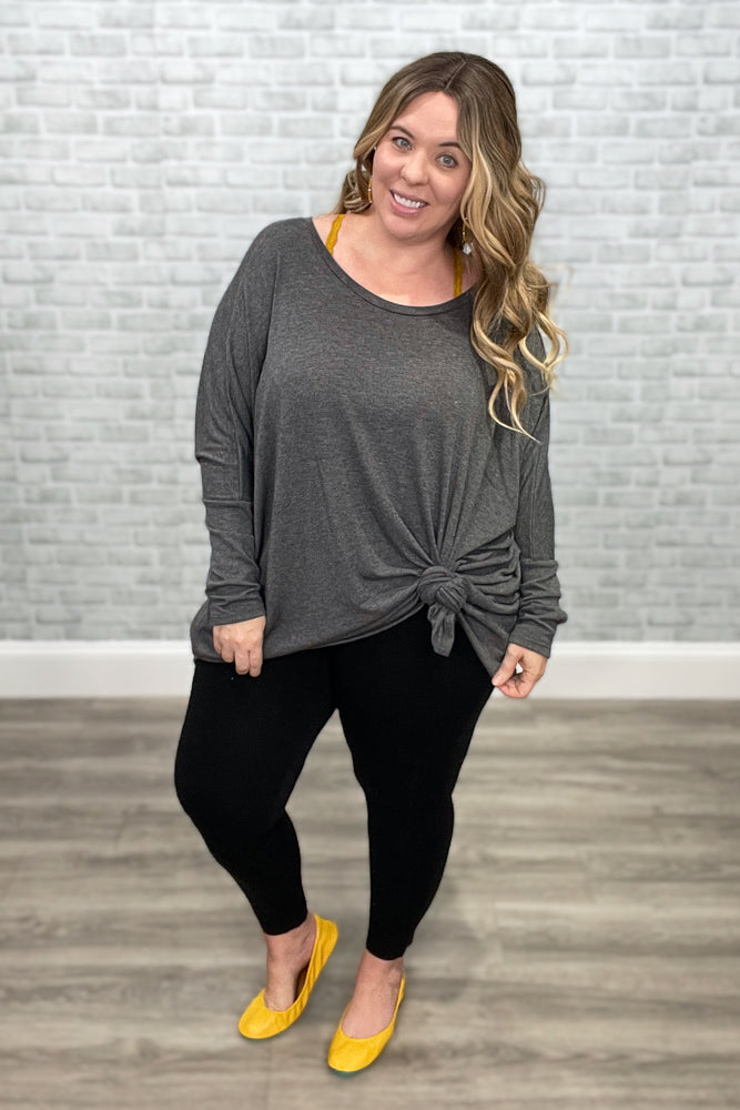 Long Sleeved Oversized Boxy Tunic - Charcoal