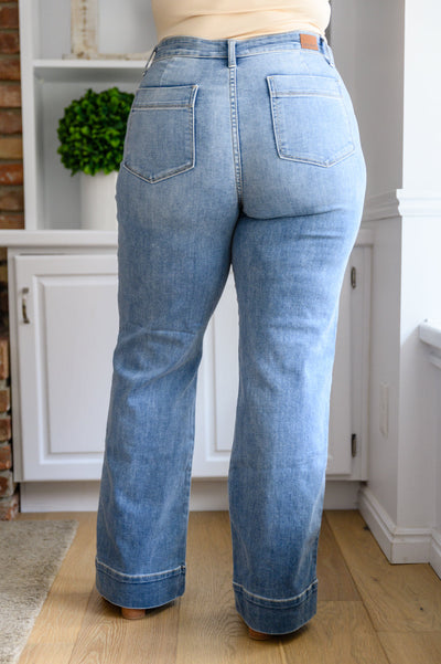 Judy Blue "Mindy" Mid Rise Wide Leg Jeans