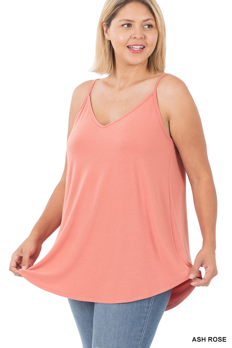 Many Colors - Reversible Spaghetti Strap Swing Cami Tank - L-3X (Listing 1 of 3)