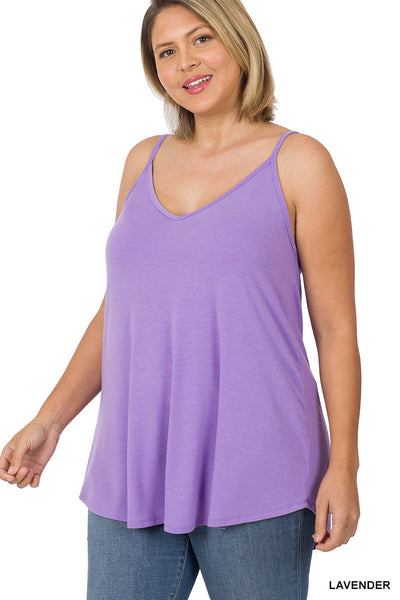 Many Colors - Reversible Spaghetti Strap Swing Cami Tank - L-3X (Listing 1 of 3)