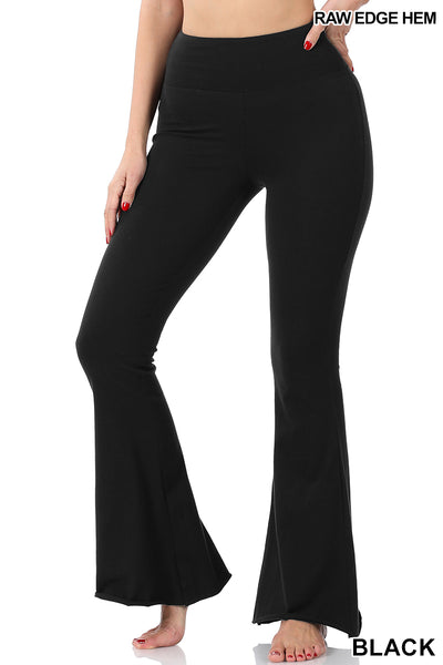 The "Time to Chill" Raw Edge Hem Flared Yoga Pants