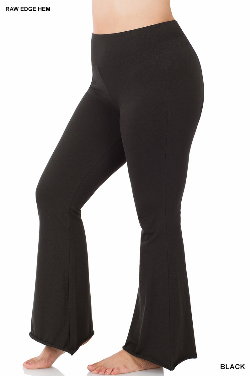 The "Time to Chill" Raw Edge Hem Flared Yoga Pants