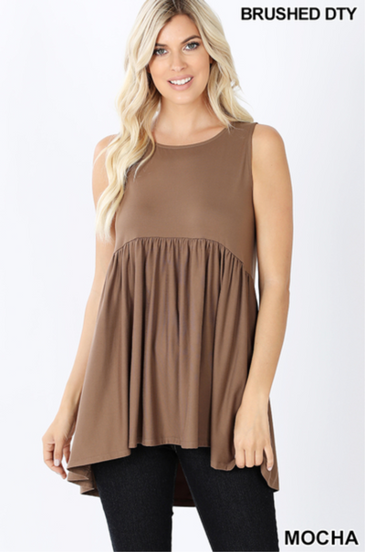 3 Colors - Baby Suede Babydoll Tunic Tank