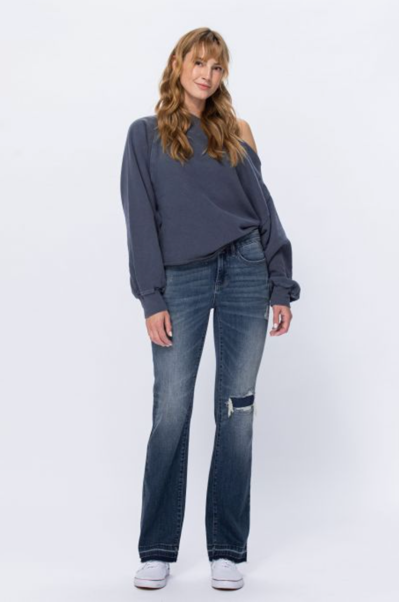 Judy Blue Mid Rise Bootcut Patch Jeans