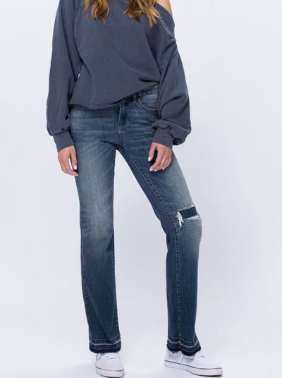 Judy Blue Mid Rise Bootcut Patch Jeans