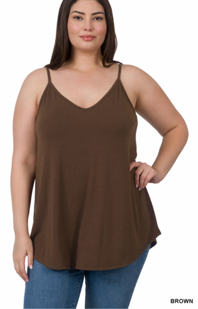 Many Colors - Reversible Spaghetti Strap Swing Cami Tank - L-3X (Listing 1 of 3)