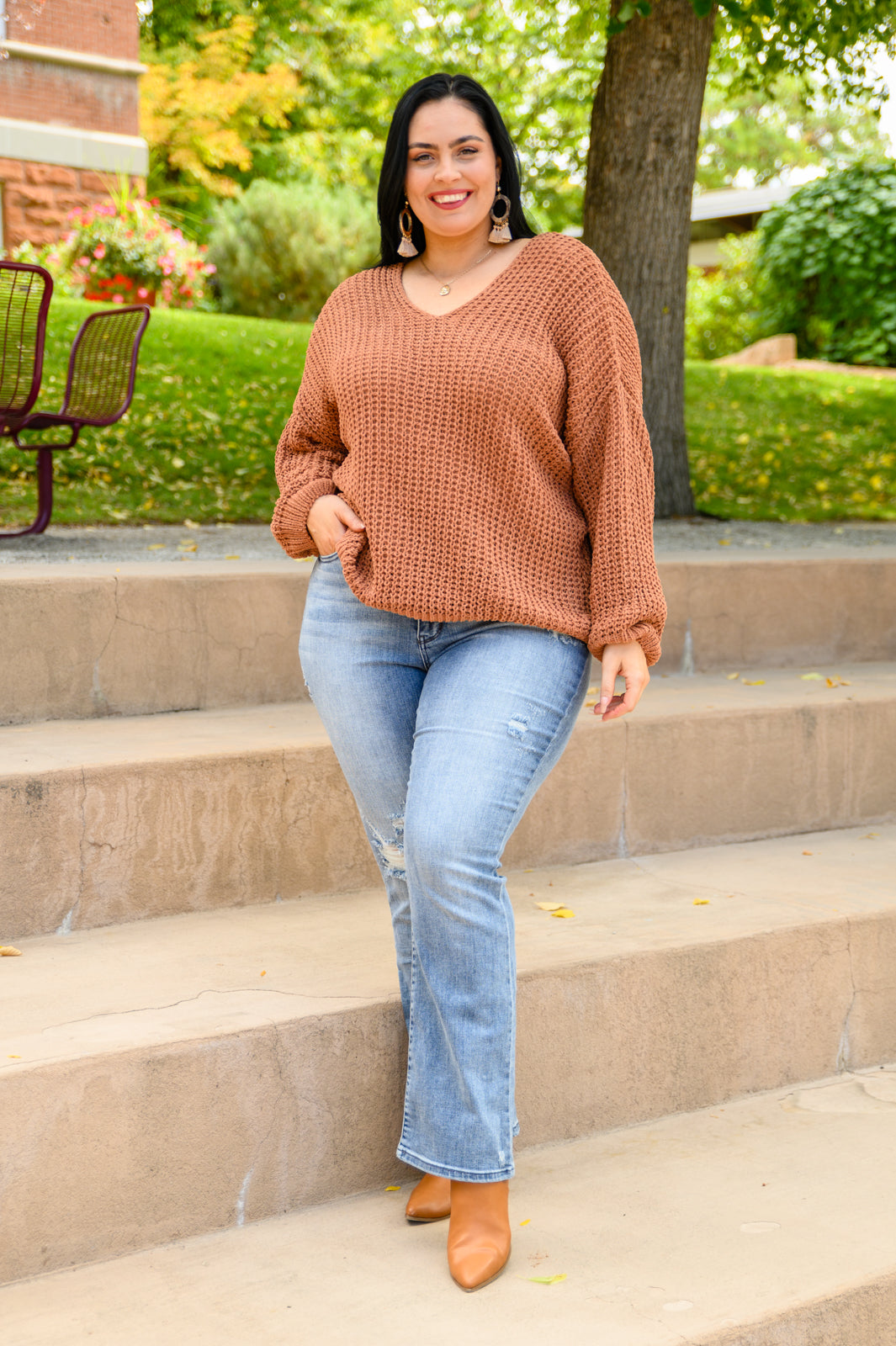 Seasonal Shift Chenille Knit Sweater In Toffee