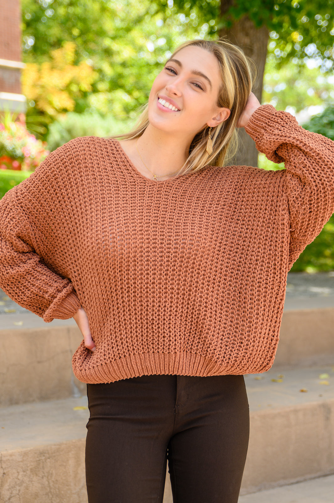 Seasonal Shift Chenille Knit Sweater In Toffee