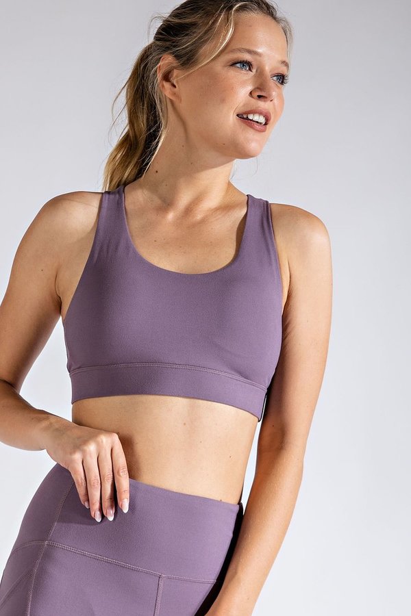 Butter Soft Sports Bra with Triangle Mesh Back Detail