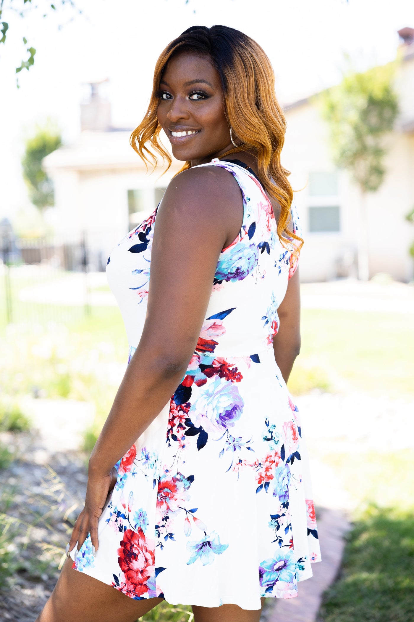 Jump For Joy - White Floral Dress with Built in Shorts!