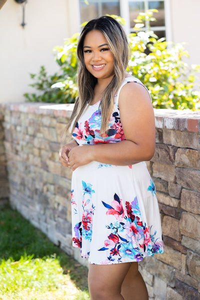 Jump For Joy - White Floral Dress with Built in Shorts!