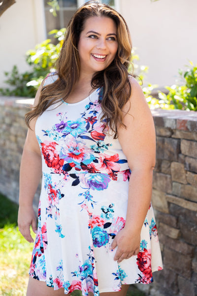 Jump For Joy - White Floral Dress with Built in Shorts!