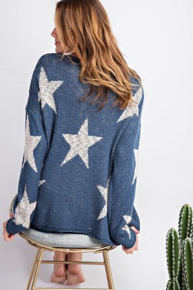 Rewrite the Stars Teal with White Stars Sweater {Easel}