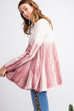 Ivory & Mauve Dip Dyed Long Sleeve Top {Easel}