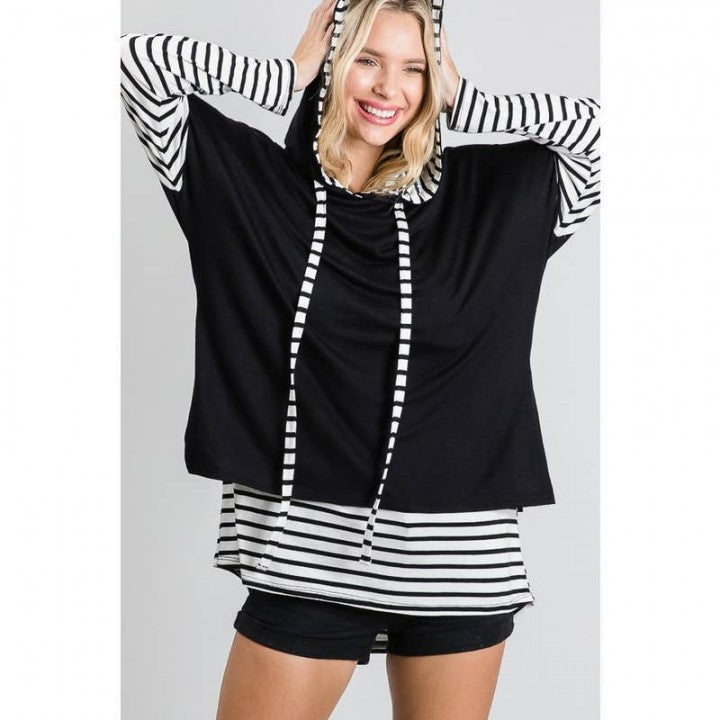 Black & White Double Layer Hoodie Top {Jade by Jane}