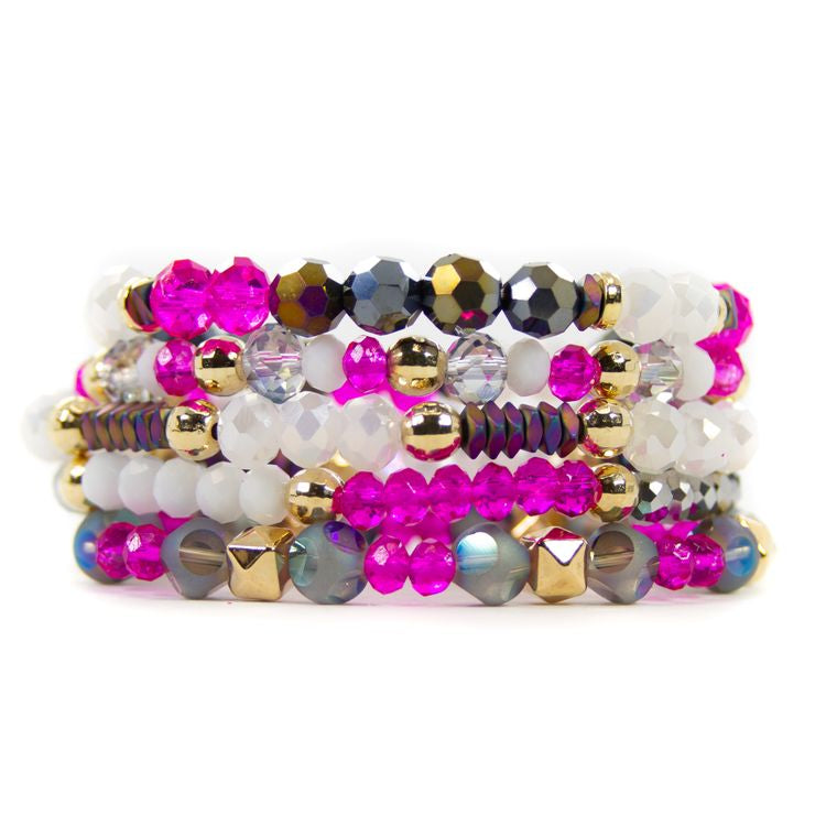 Raspberry Delight Bracelet Stack by Savvy Bling {Set of 5}