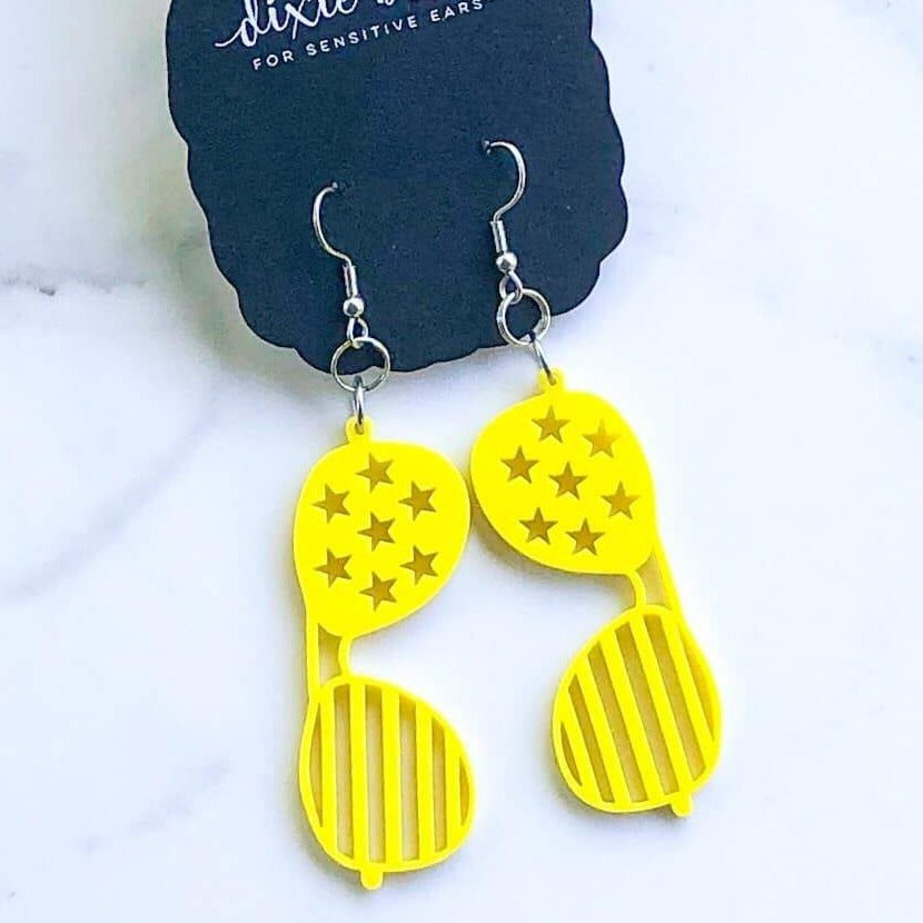 Dixie Bliss Yellow Sunglasses Earrings - SUPER LIGHTWEIGHT!