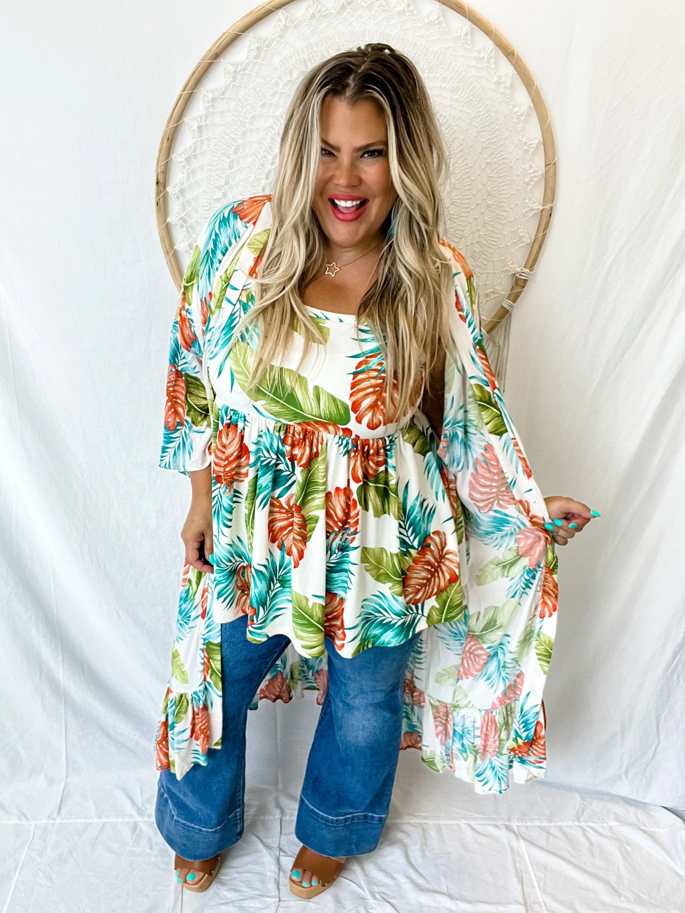 Take Me to the Islands Tropical Floral Kimono